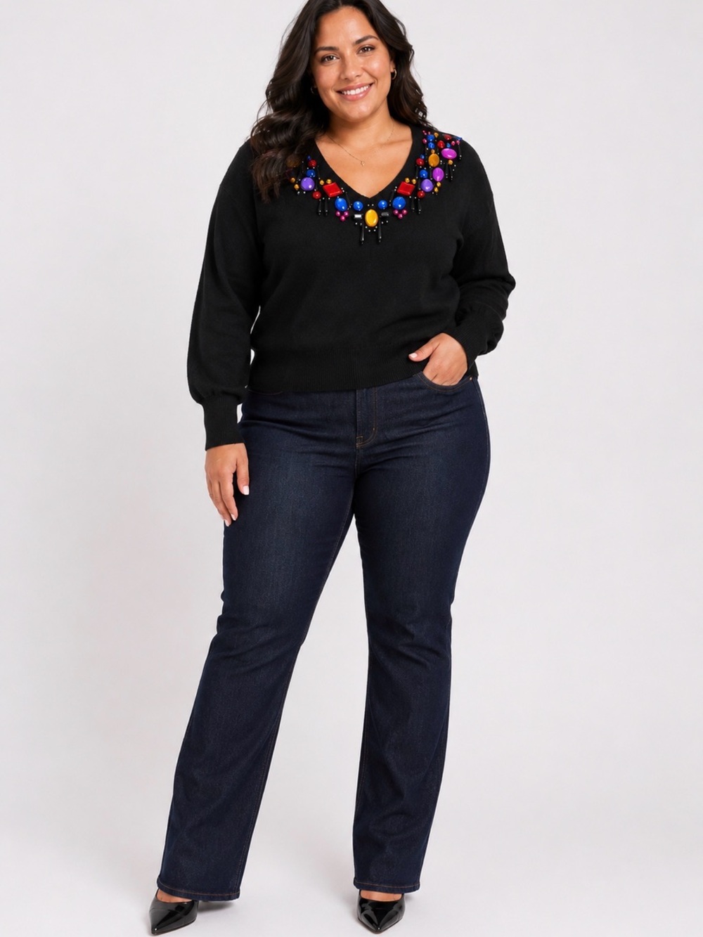 Spree Vintage embellished sweater (wool and rabbit hair) - size M